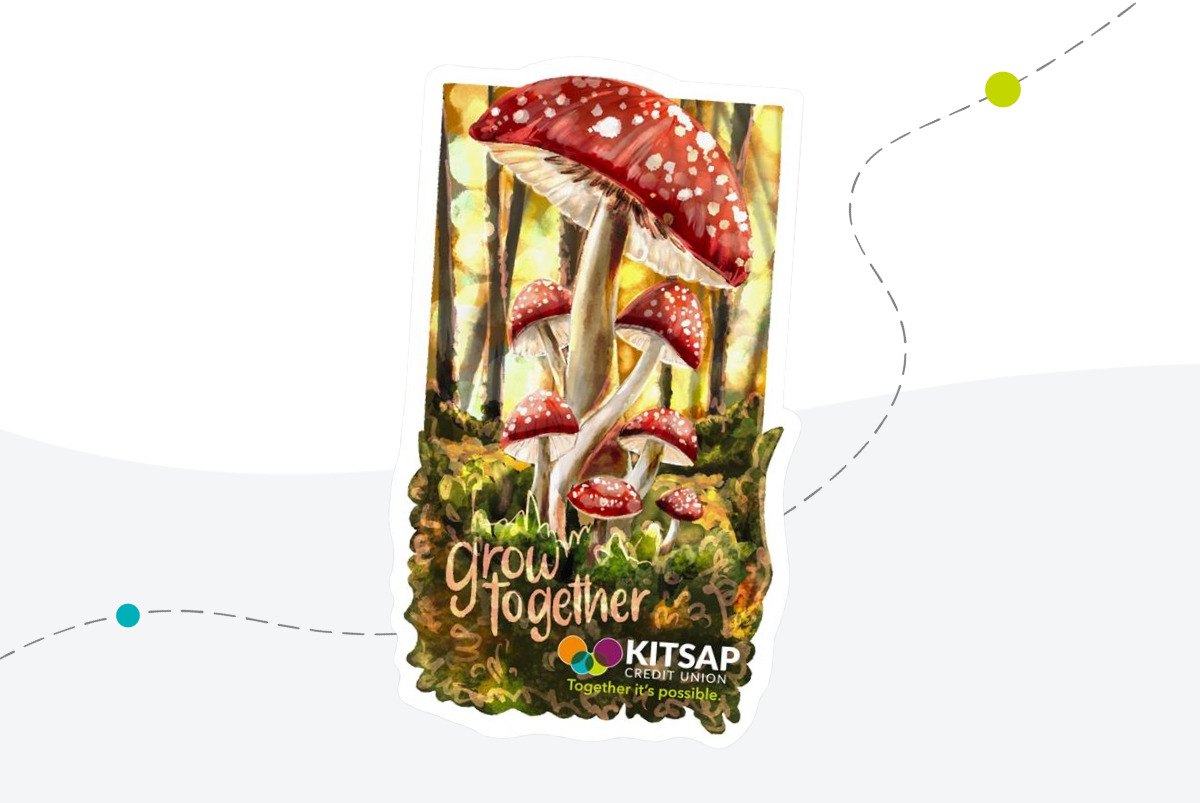 November sticker with mushrooms and forest