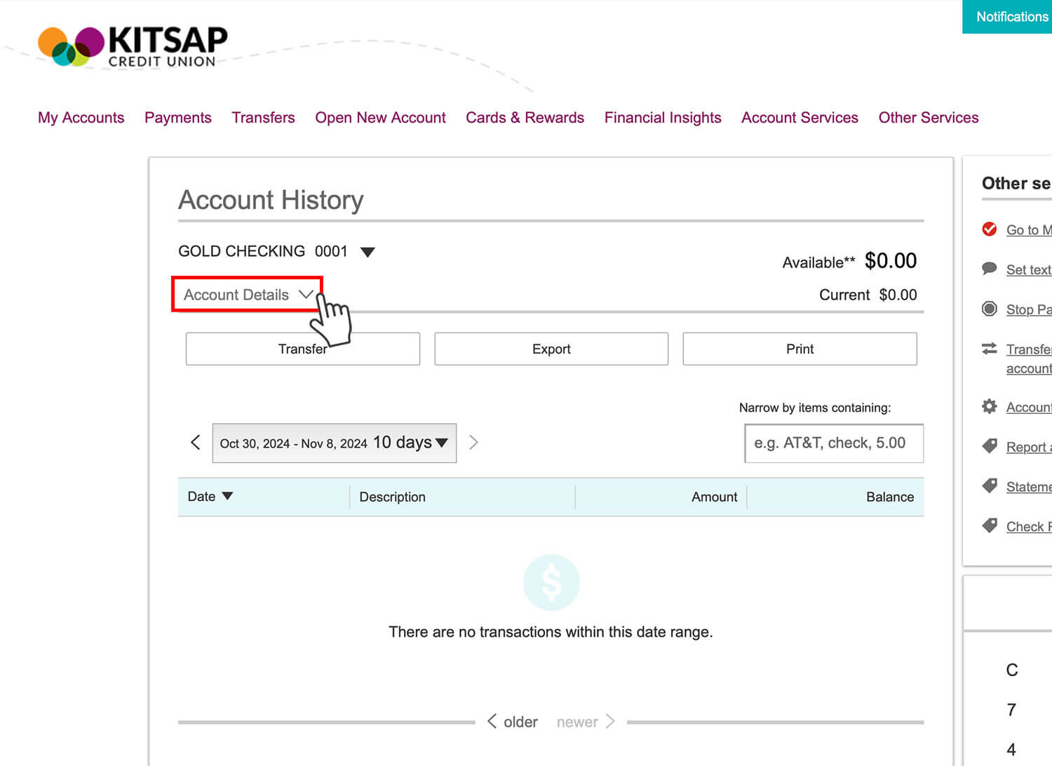 Screenshot of an online banking interface showing the second step to locate the routing number.