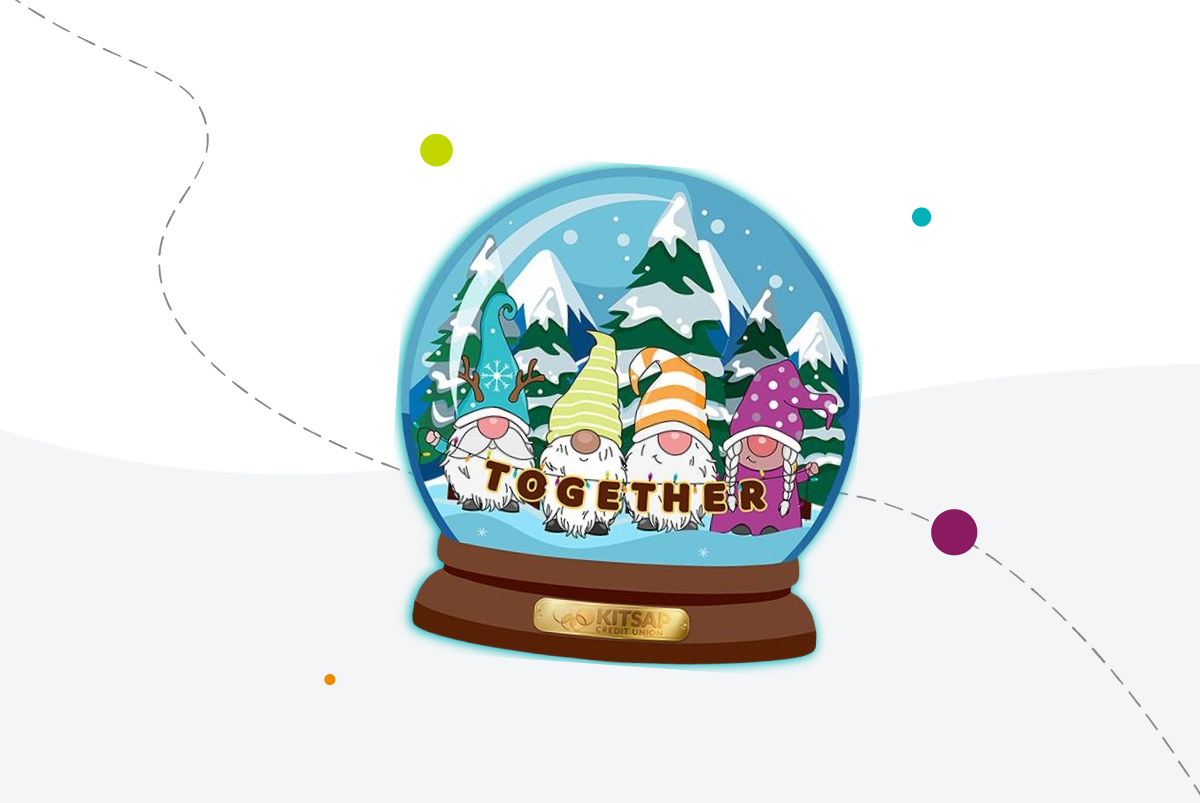 December Sticker of the Month with Gonks in a snowglobe